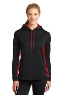 Sport-Tek® Ladies Sport-Wick® Fleece Colorblock Hooded Pullover. LST235